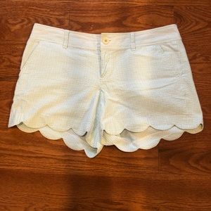 Lilly Pulitzer Blue Seersucker Scalloped Shorts